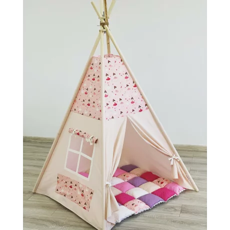 Cort teepee + saltea Pink Balerina