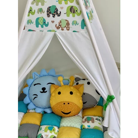 Cort teepee + saltea Green Elephants