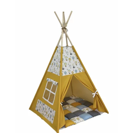 Cort teepee + saltea Yellow Ballons