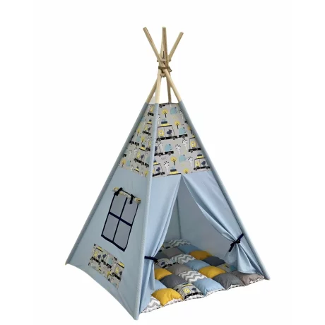 Cort teepee + saltea Blue Car