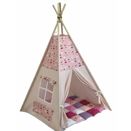 Cort teepee + saltea Pink Balerina