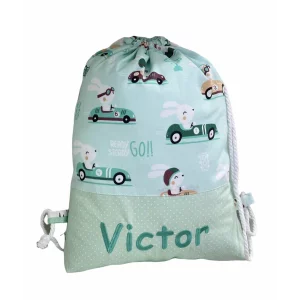 Rucsac textil Race Car Green