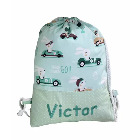 Rucsac textil Race Car Green