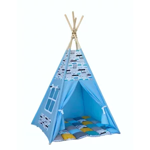 Cort teepee + saltea Blue Cars