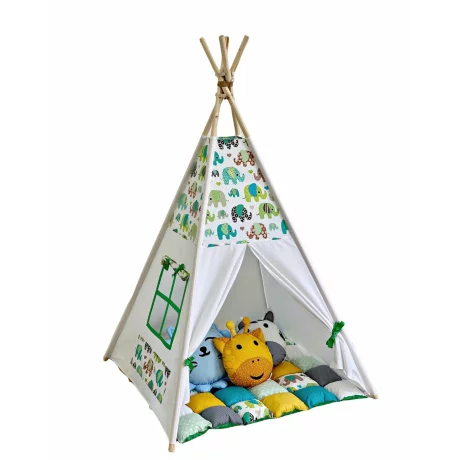 Cort teepee + saltea Green Elephants