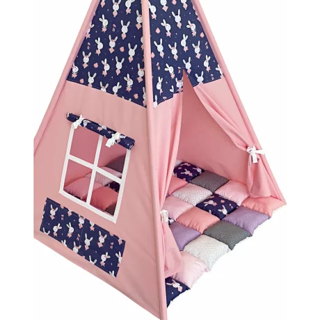 Cort teepee + saltea Pink Bunny