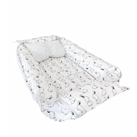 Babynest reversibil Bunny White