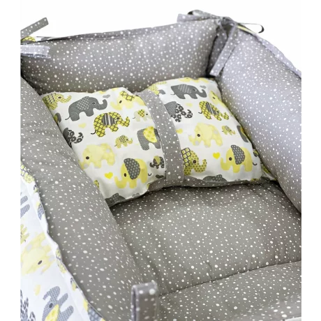 Babynest reversibil Grey Elephant