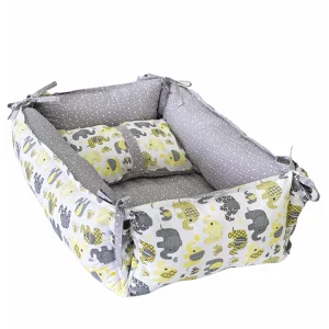 Babynest reversibil Grey Elephant