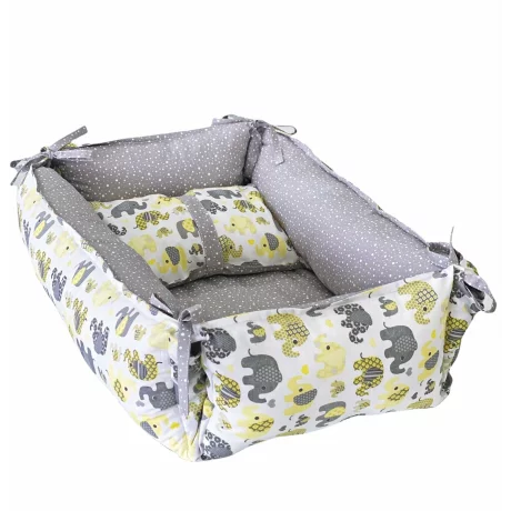 Babynest reversibil Grey Elephant