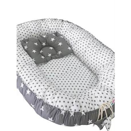 Babynest reversibil Grey Star