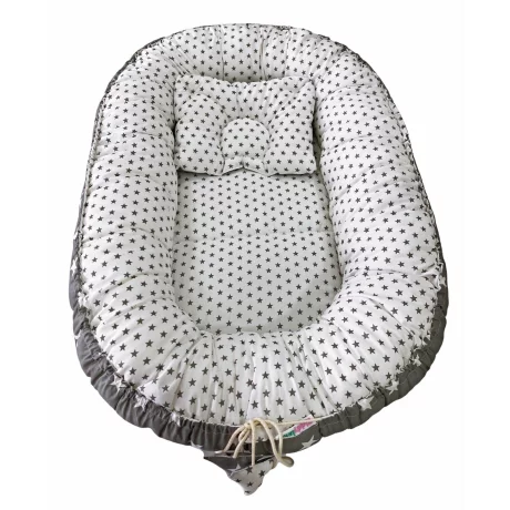 Babynest reversibil Grey Star