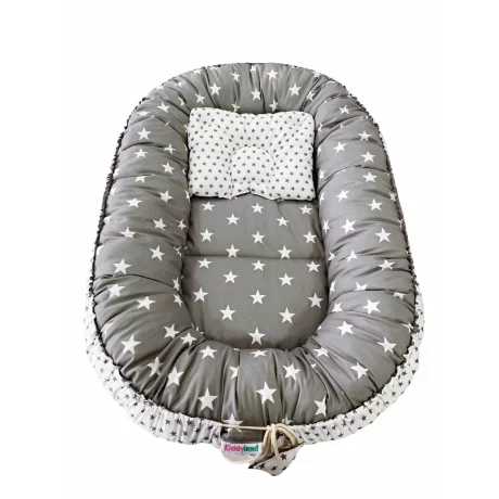 Babynest reversibil Grey Star