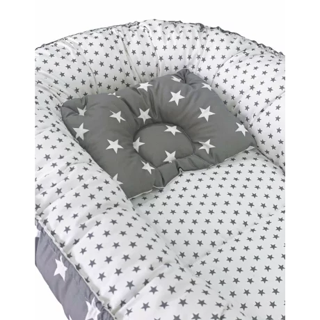 Babynest reversibil Grey Star