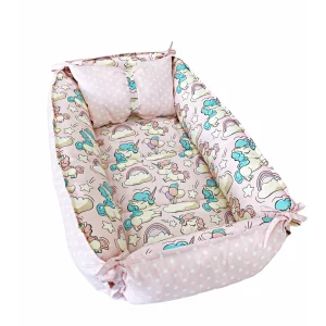 Babynest reversibil Pink Unicorn