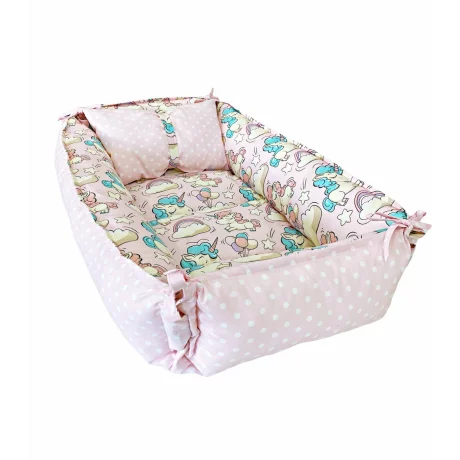 Babynest reversibil Pink Unicorn