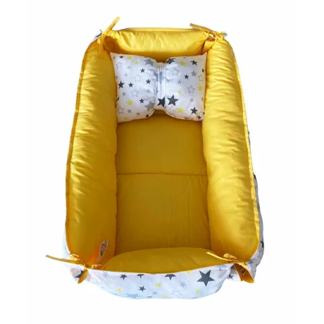 Babynest reversibil Yellow Star