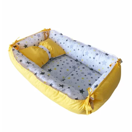 Babynest reversibil Yellow Star