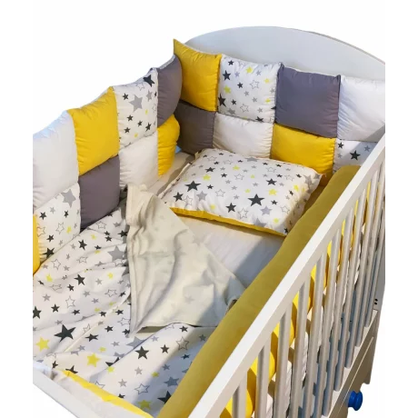 Set complet aparatori patchwork Yellow Star