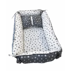 Babynest reversibil Star white-grey