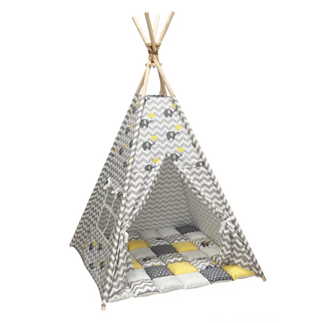 Cort teepee + saltea Baby Grey Elephant