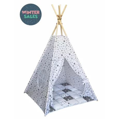 Cort teepee + saltea White Stars