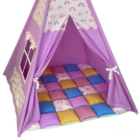 Cort de joaca teepee + saltea Curcubeu