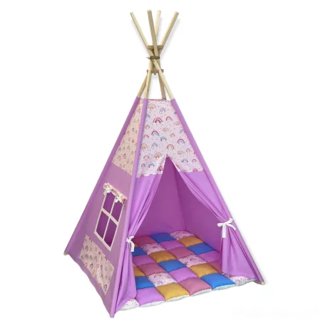 Cort de joaca teepee + saltea Curcubeu