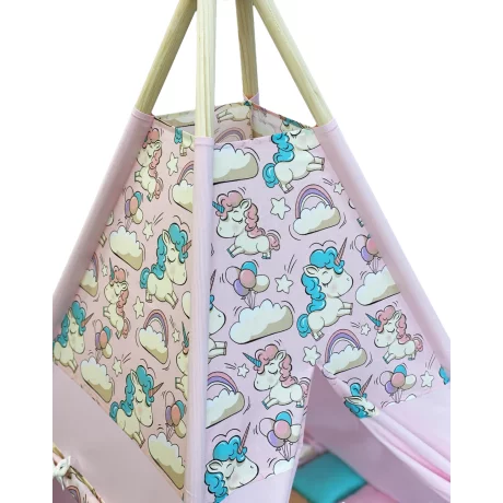 Cort de joaca teepee + saltea Unicorn