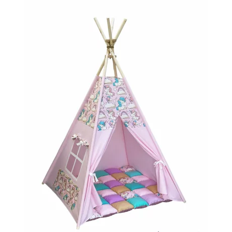 Cort de joaca teepee + saltea Unicorn