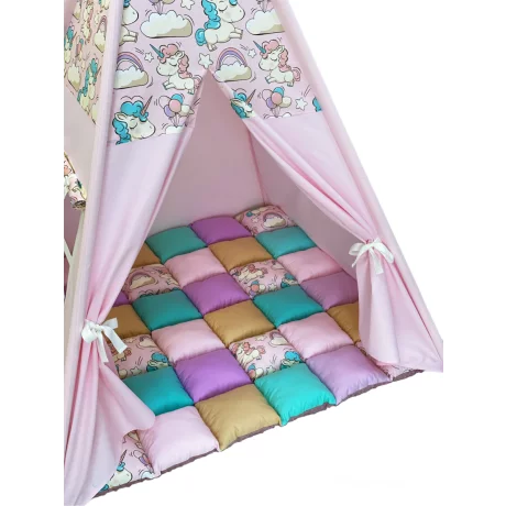 Cort de joaca teepee + saltea Unicorn