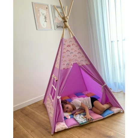 Cort de joaca teepee + saltea Curcubeu