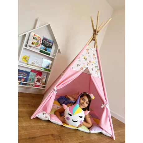 Cort de joaca teepee + saltea happy pink