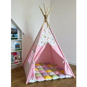 Cort de joaca teepee + saltea happy pink