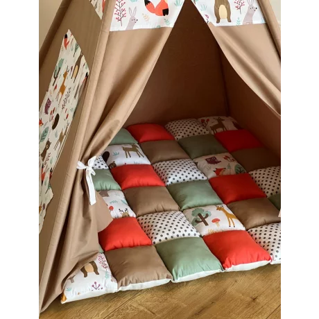 Cort de joaca teepee + saltea animals