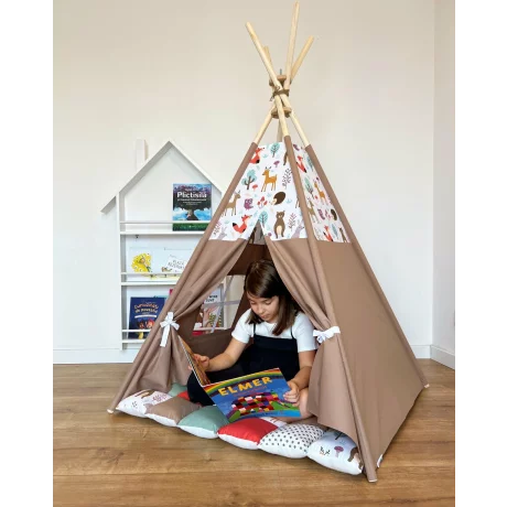 Cort de joaca teepee + saltea animals