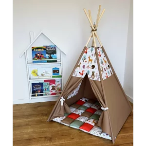 Cort de joaca teepee + saltea animals