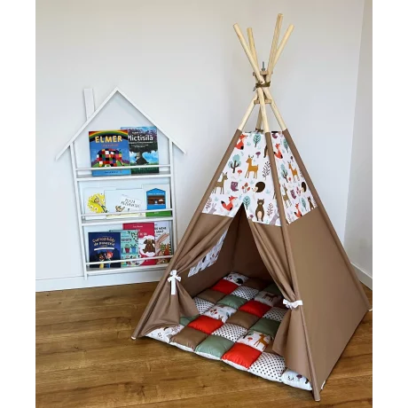 Cort de joaca teepee + saltea animals