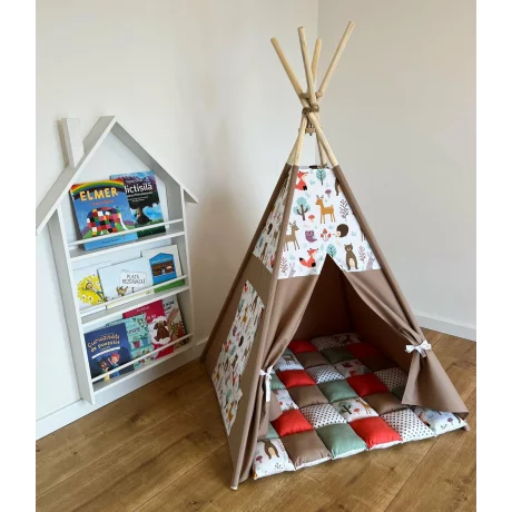 Cort de joaca teepee + saltea animals