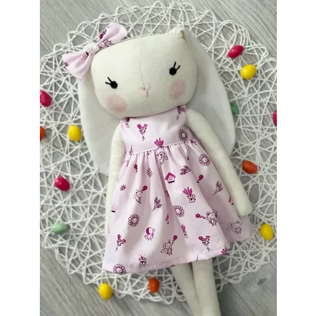 Jucărie textilă handmade iepuraș roz