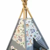 Cort de joaca teepee + saltea grey animals