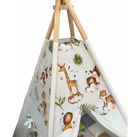Cort de joaca teepee + saltea Safari Crem