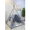 Cort de joaca teepee + saltea gray animals