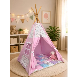 Cort de joaca teepee + saltea curcubeu