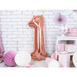 Balon decorativ cifra 1 - 86cm rose gold