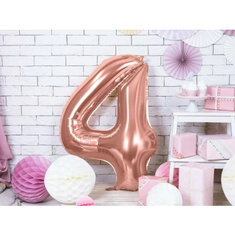 Balon decorativ cifra 4 - 86cm rose gold