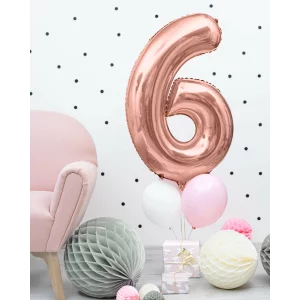 Balon decorativ cifra 6 - 86cm rose gold