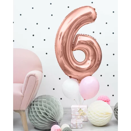 Balon decorativ cifra 6 - 86cm rose gold