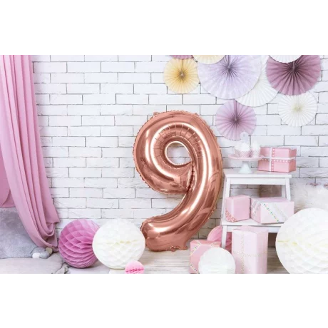 Balon decorativ cifra 9 - 86cm rose gold