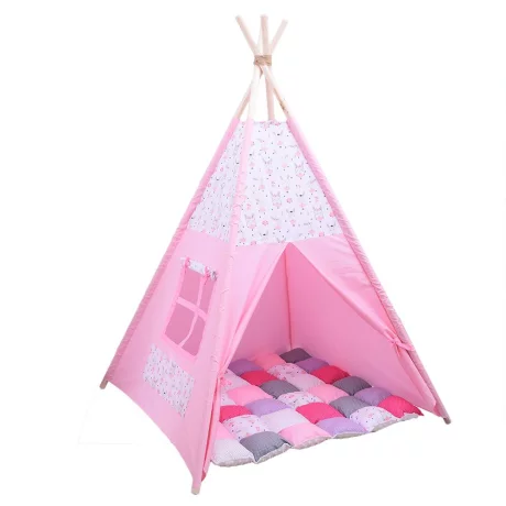 Cort teepee + saltea Bunny White Pink